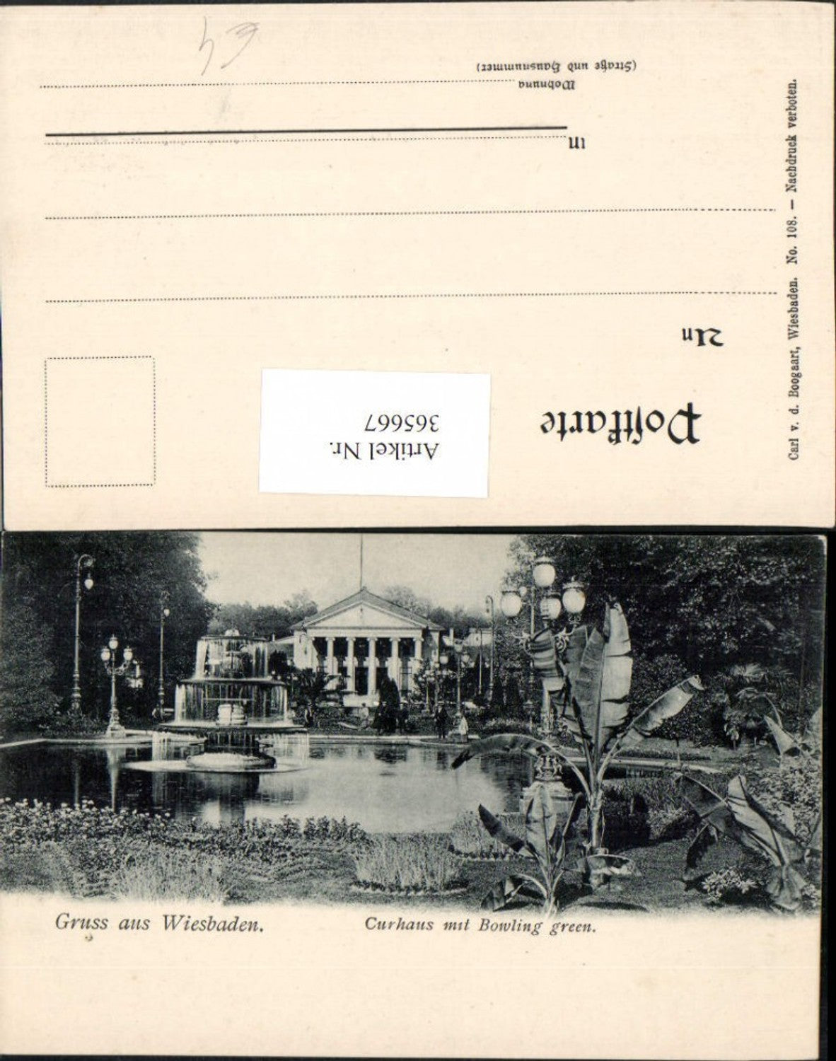 365667,Gruß aus Wiesbaden Kurhaus m. Bowling green Brunnen