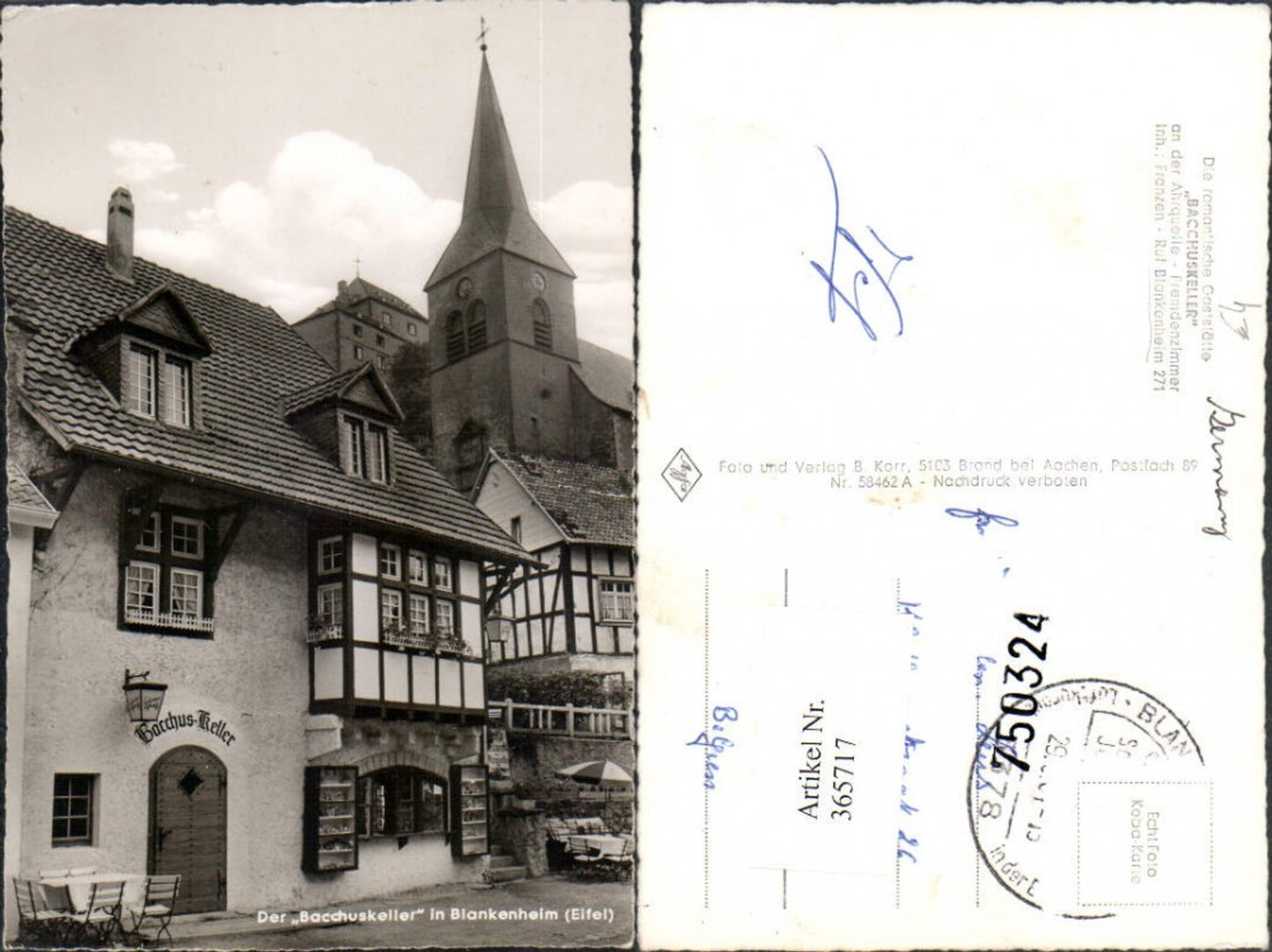 365717,Blankenheim in d. Eifel Der Bacchus-Keller Kirche