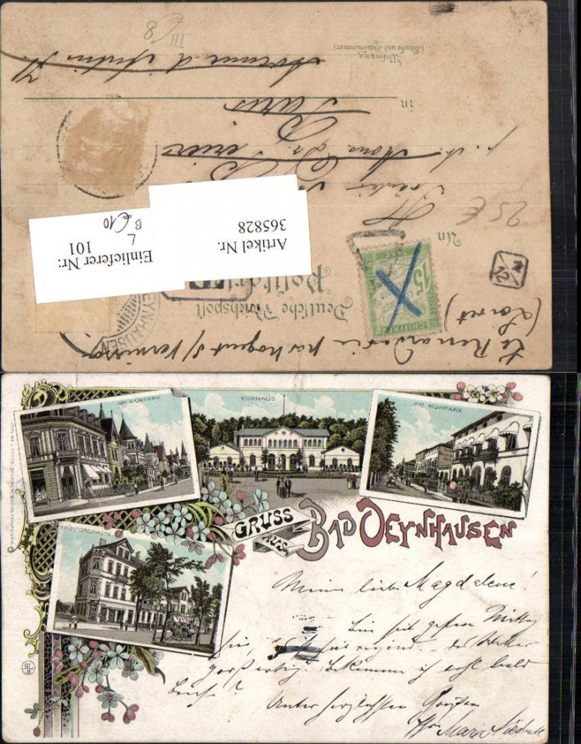 365828,Litho Gruß aus Bad Oeynhausen Kurhaus Kurpark Mehrbildkarte