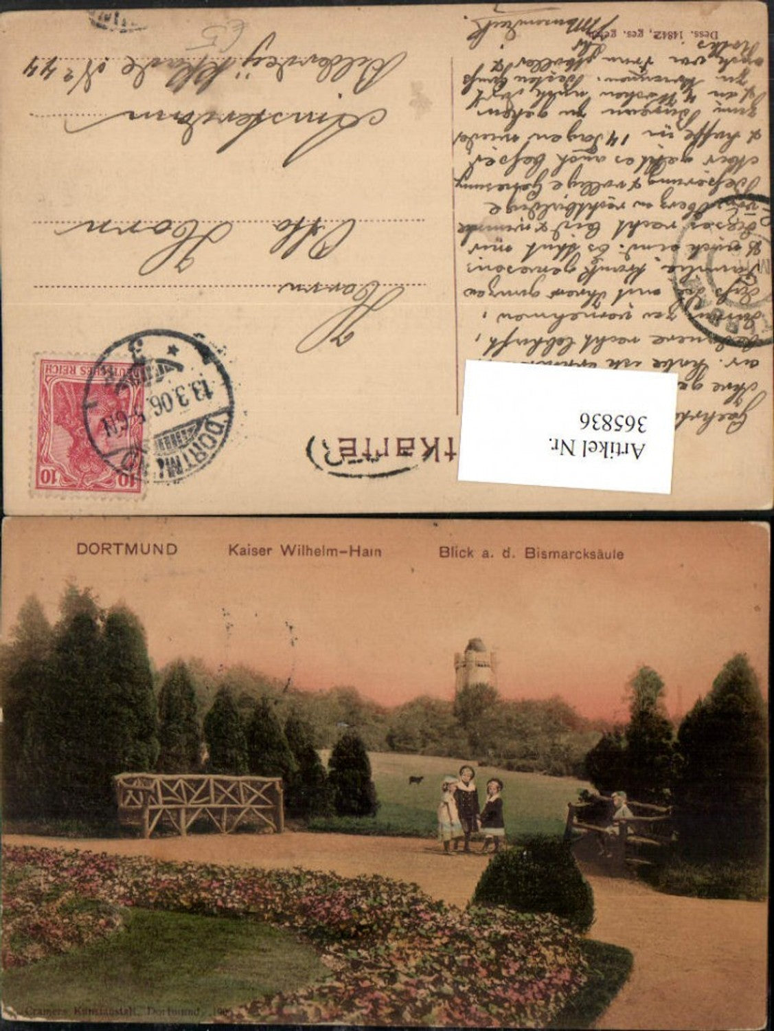 365836,Dortmund Kaiser-Wilhelm-Hain Blick auf die Bismarck-Säule