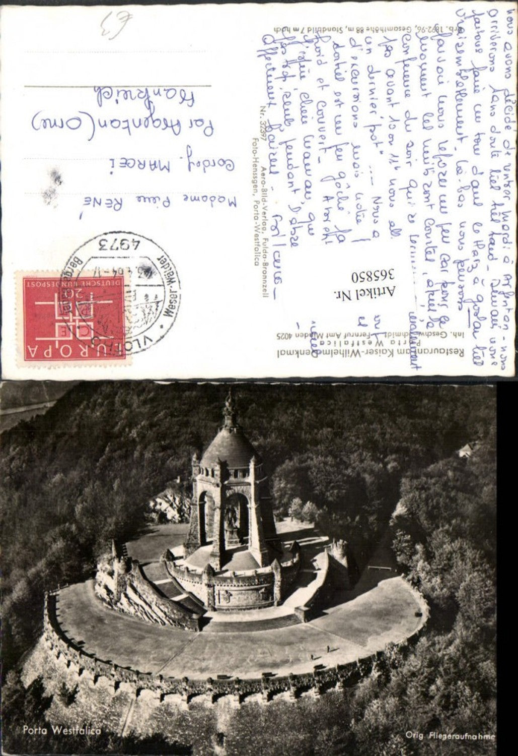 365850,Minden Porta Westfalica Kaiser-Wilhelm-Denkmal Fliegeraufnahme