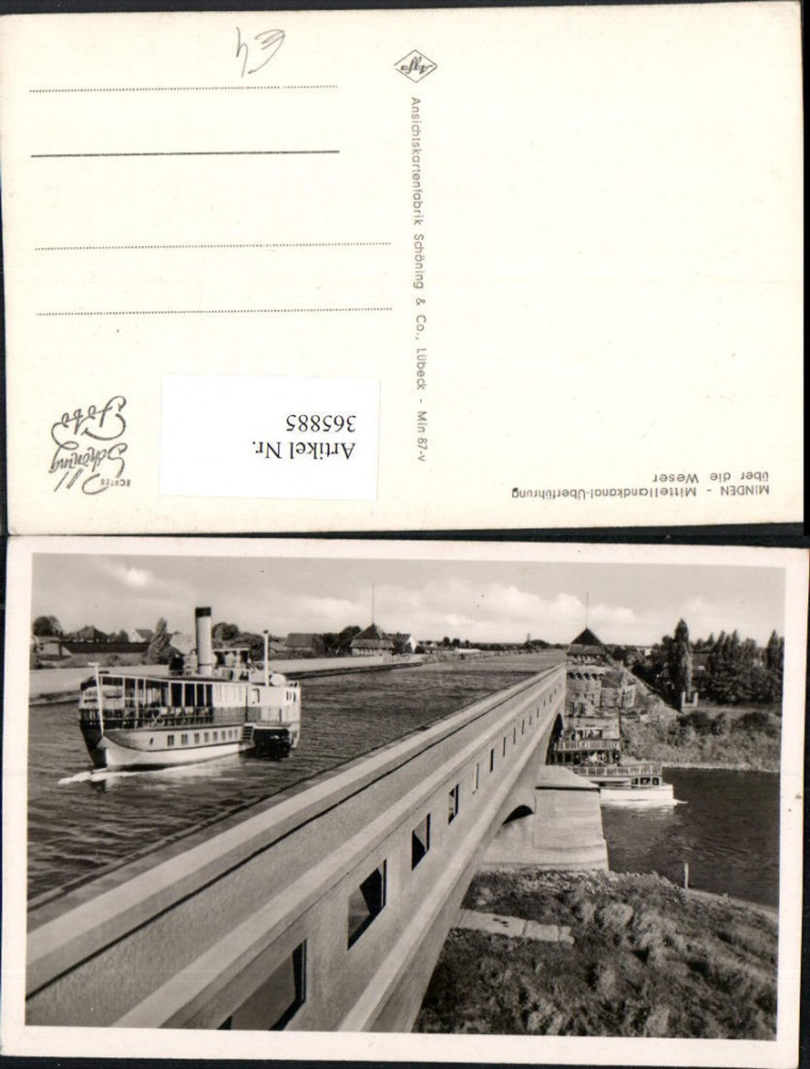 365885,Minden Mittellandkanal Überführung über die Weser Dampfer