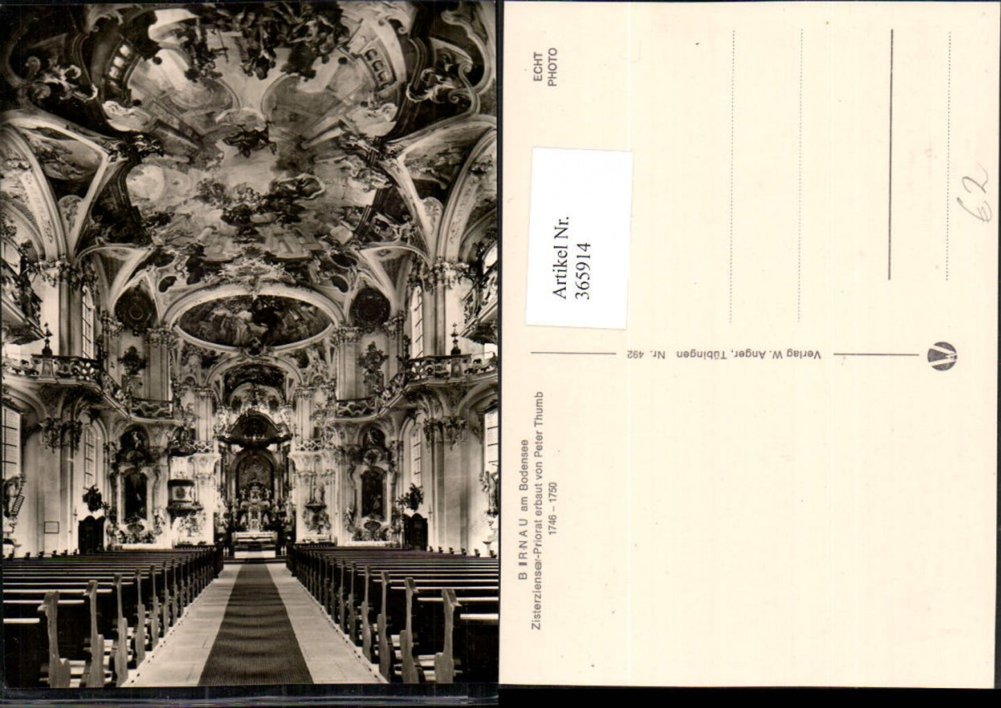 365914,Birnau am Bodensee Zisterzienser-Priorat Kirche Innenansicht