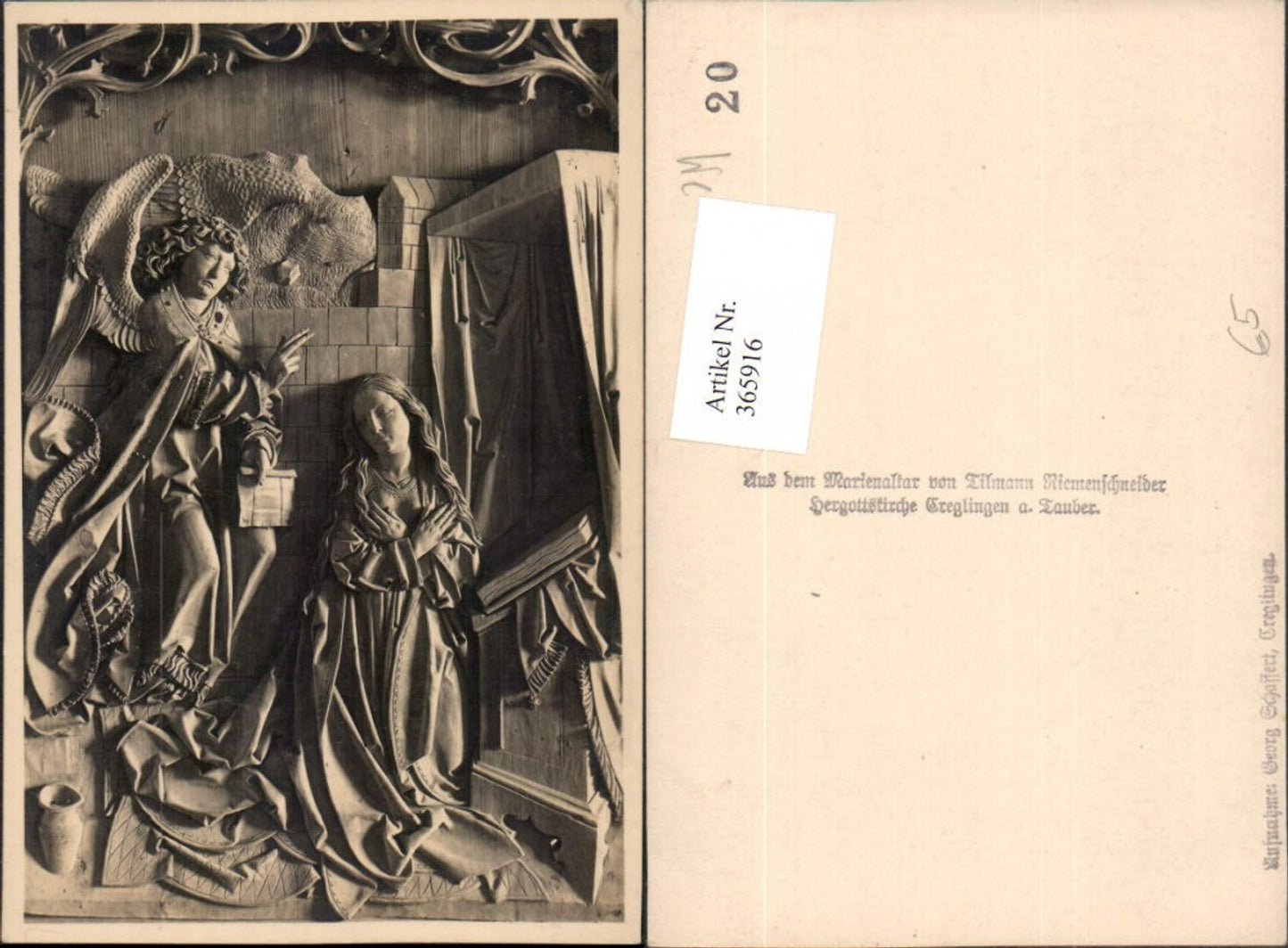 365916,Creglingen an d. Tauber Hergottskirche Marienaltar Relief Engel