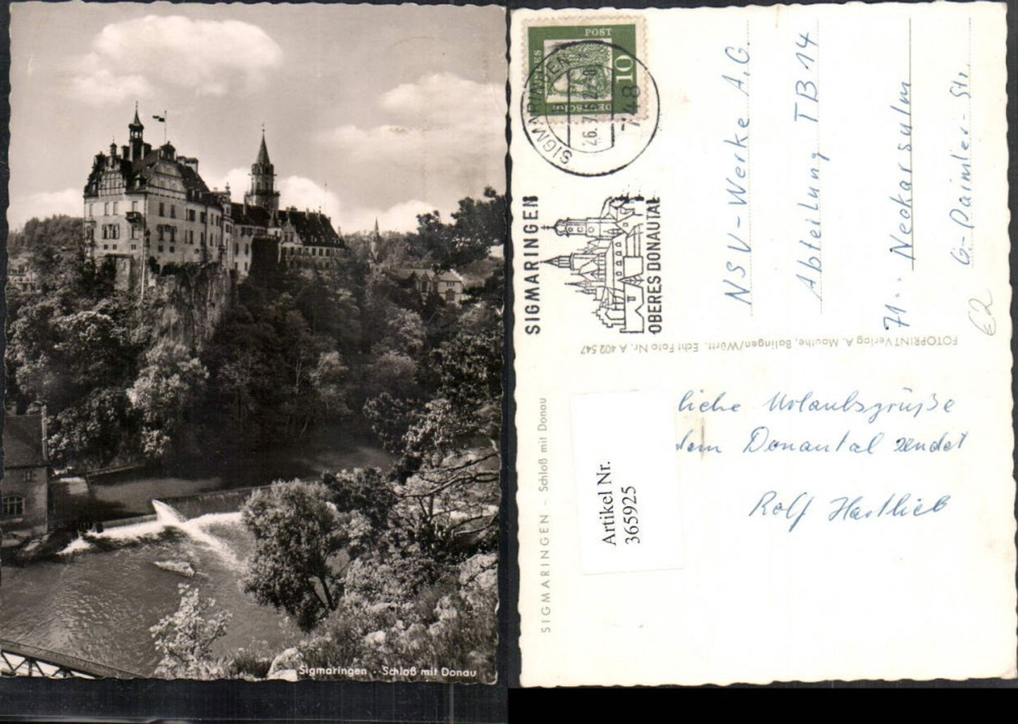 365925, Sigmaringen Castle with Danube Weir