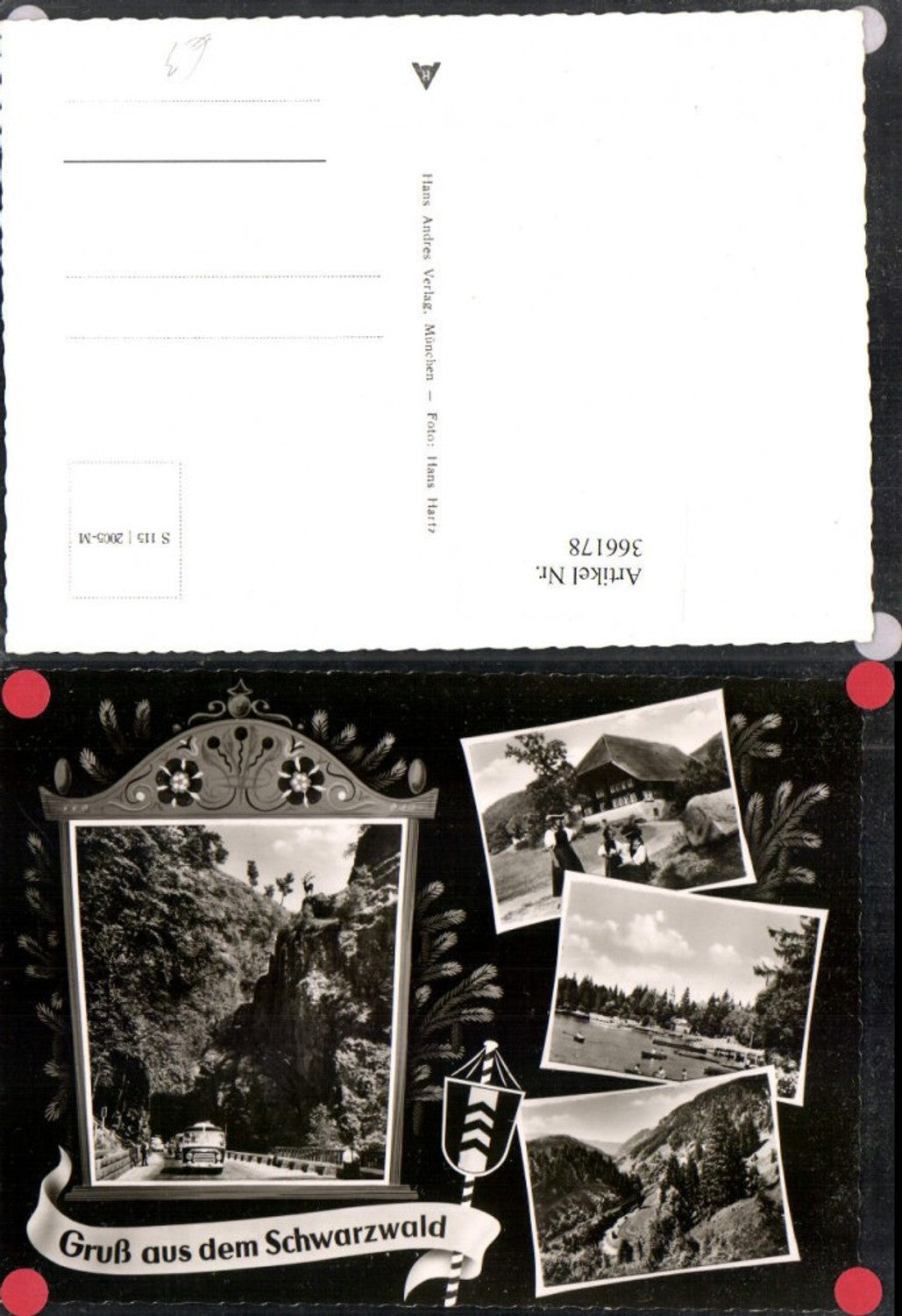 366178,Gruß aus dem Schwarzwald Hirschsprung Schwarzwaldhaus Tracht See Mehrbildkarte