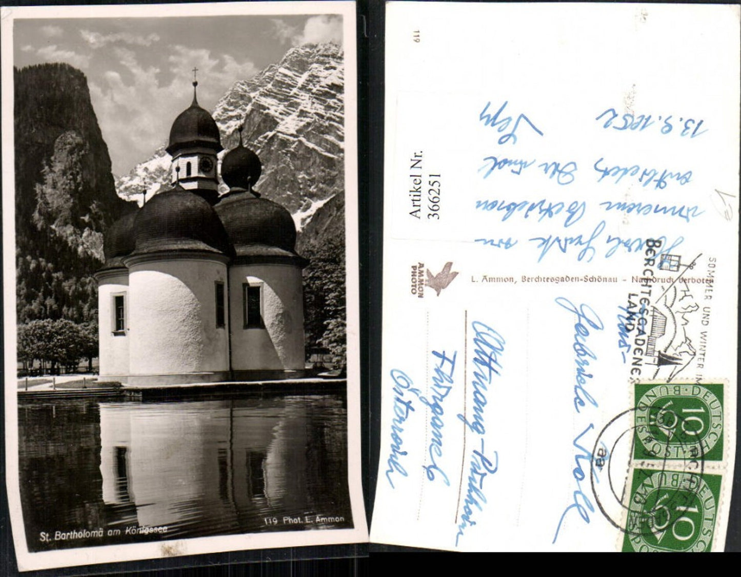 366251,St. Bartholomä Kapelle am Königssee b. Schönau Bergkulisse