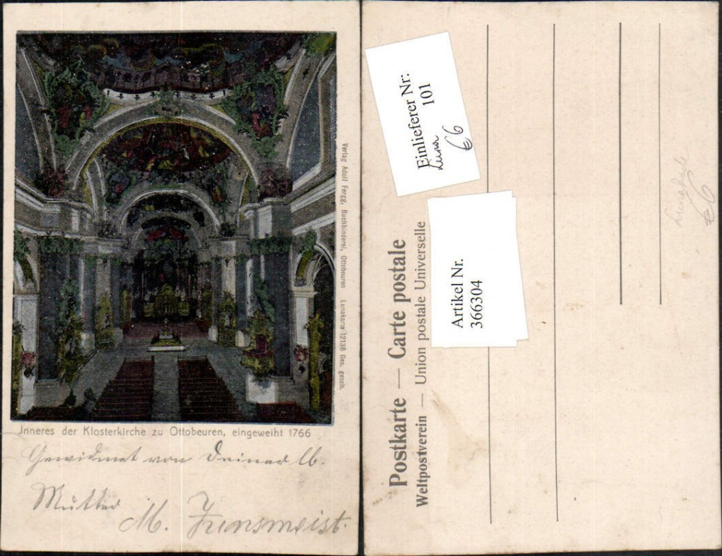 366304,Lunakarte Ottobeuren Klosterkirche Kirche Innenansicht