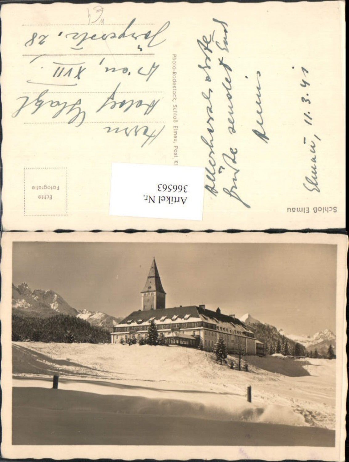 366563,Schloss Elmau b. Krün Bergkulisse Winterbild