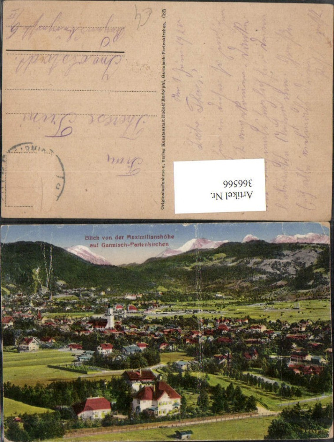 366566,Garmisch-Partenkirchen Totale von d. Maximilianshöhe Bergkulisse