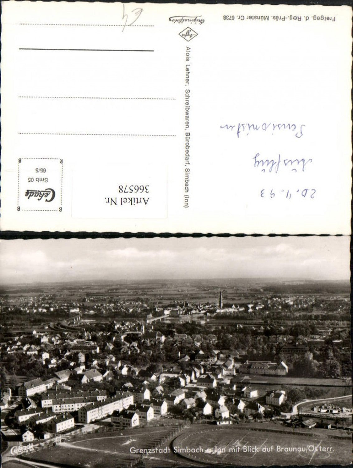 366578,Simbach am Inn Totale m. Blick auf Braunau Grenze
