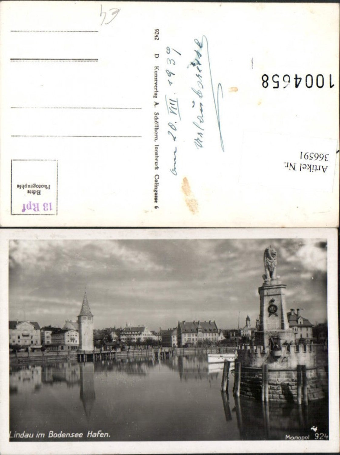 366591,Lindau im Bodensee Teilansicht Hafen Löwenstatue Turm