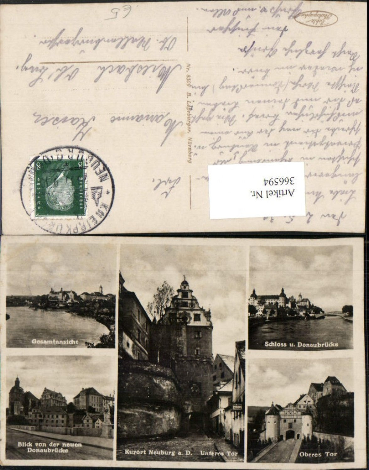 366594,Neuburg an d. Donau Totale Schloss Unteres u. Oberes Tor Mehrbildkarte