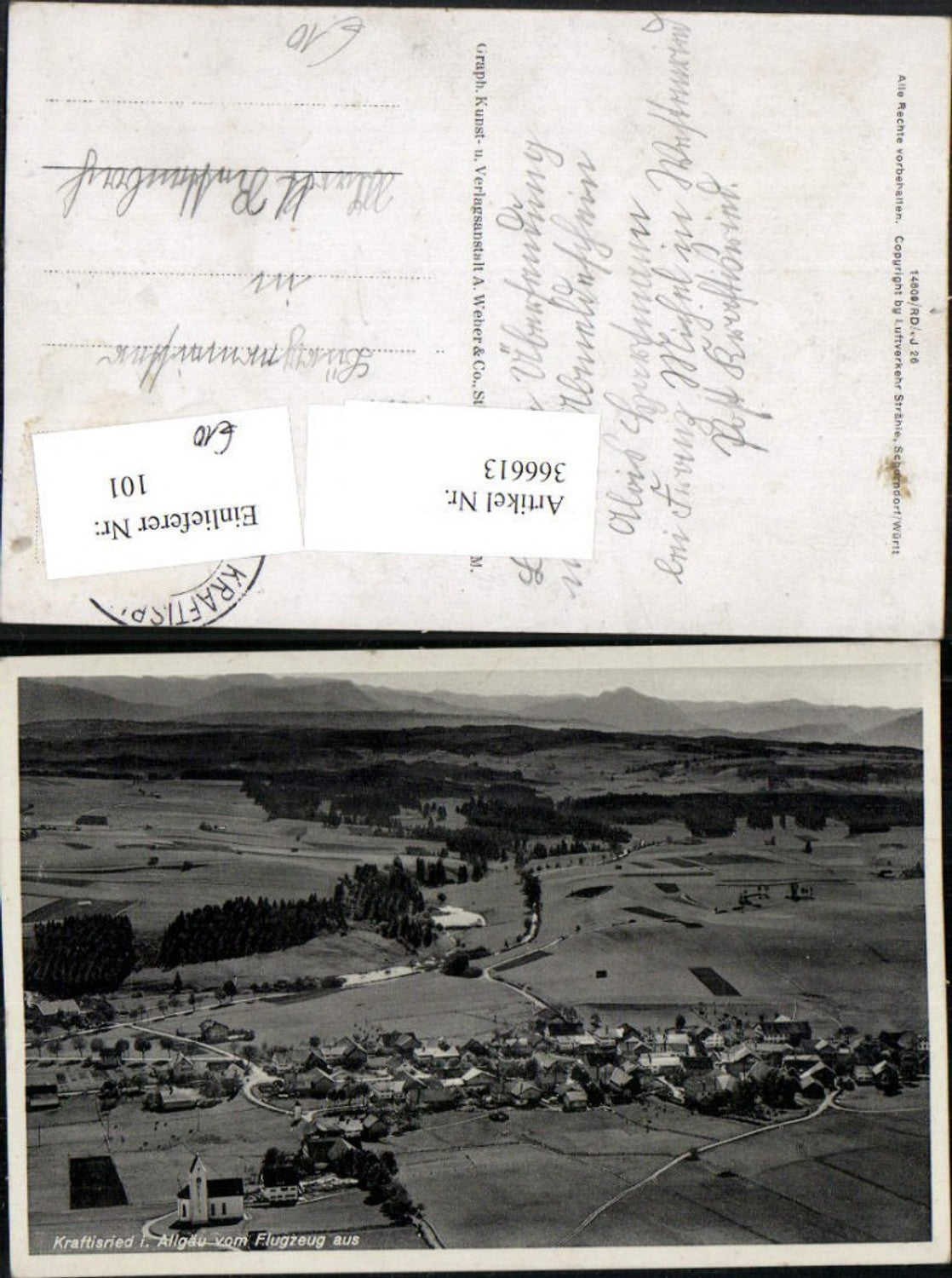 366613,Kraftisried im Allgäu Totale Fliegeraufnahme
