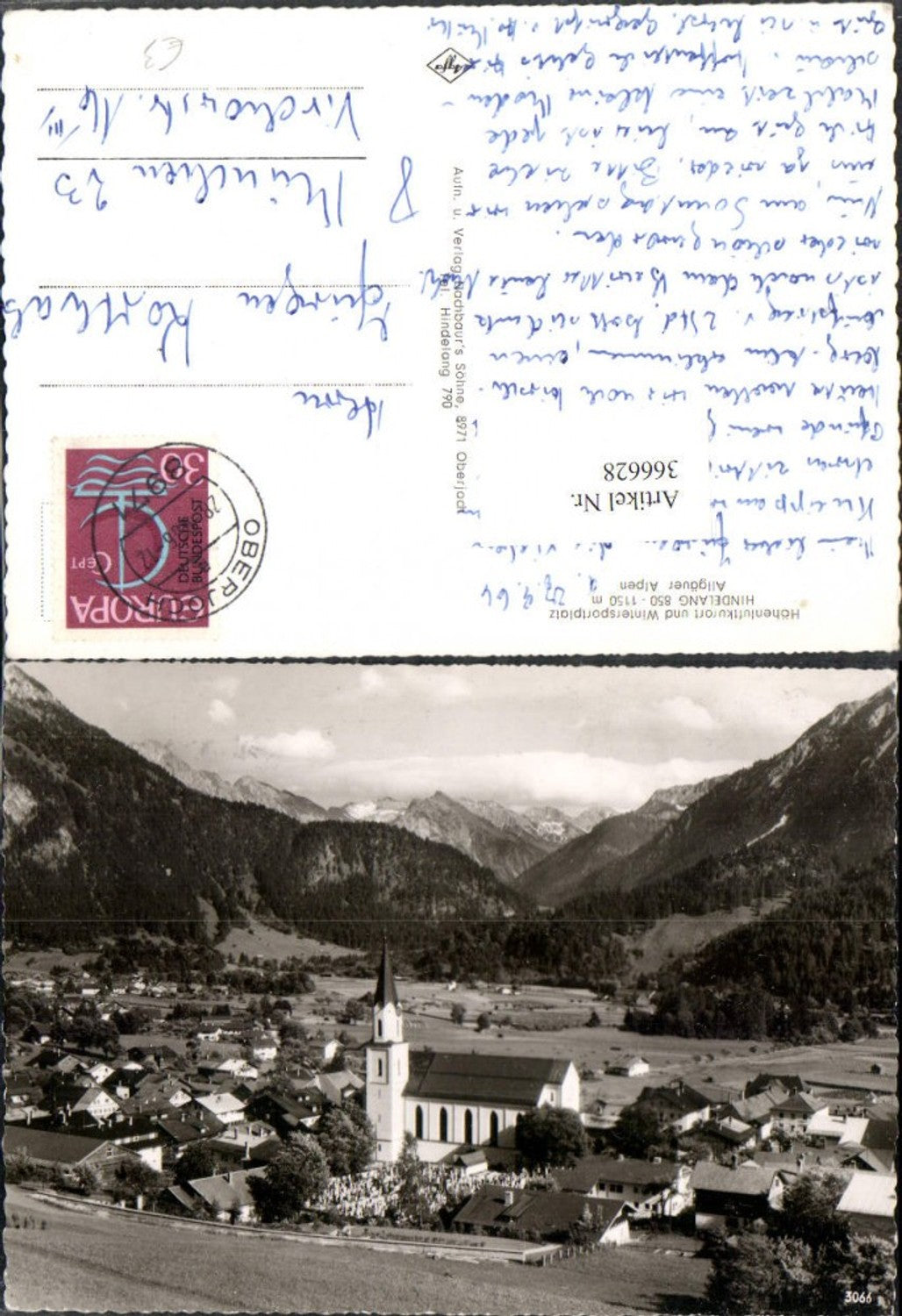 366628,Hindelang im Allgäu Totale Kirche Bergkulisse