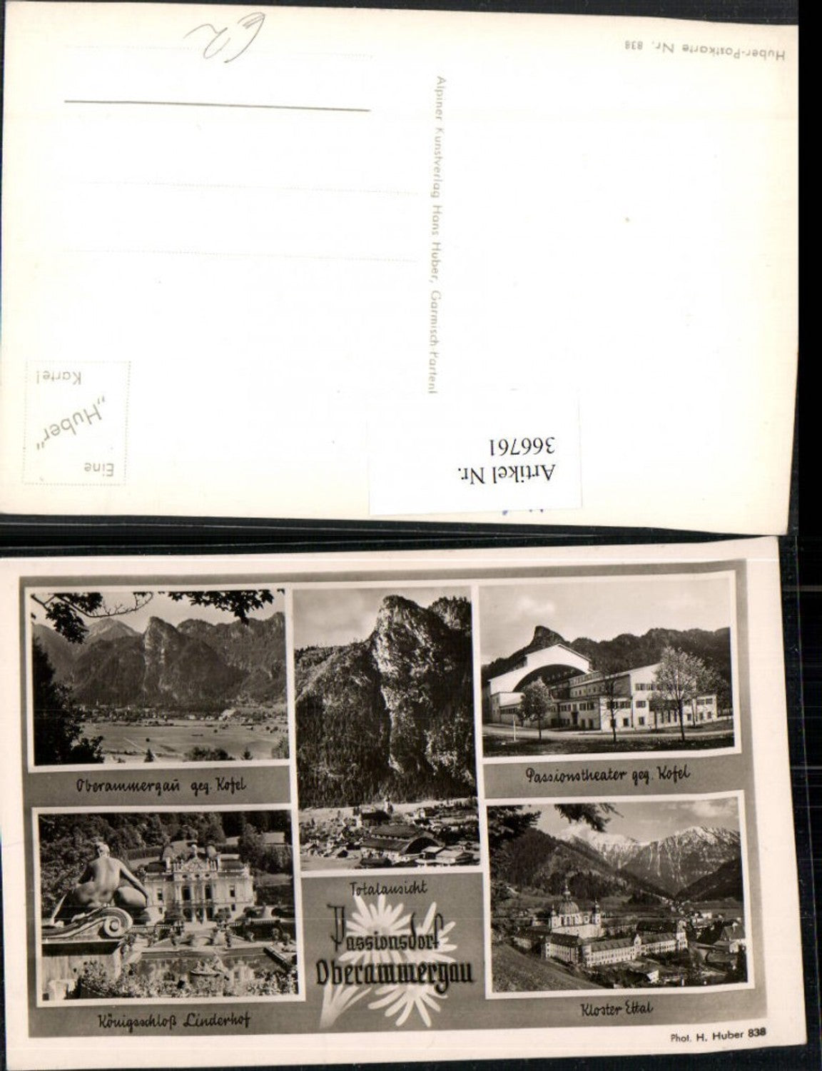 366761,Oberammergau Totale Passionstheater Schloss Linderhof Kloster Ettal Mehrbildkarte