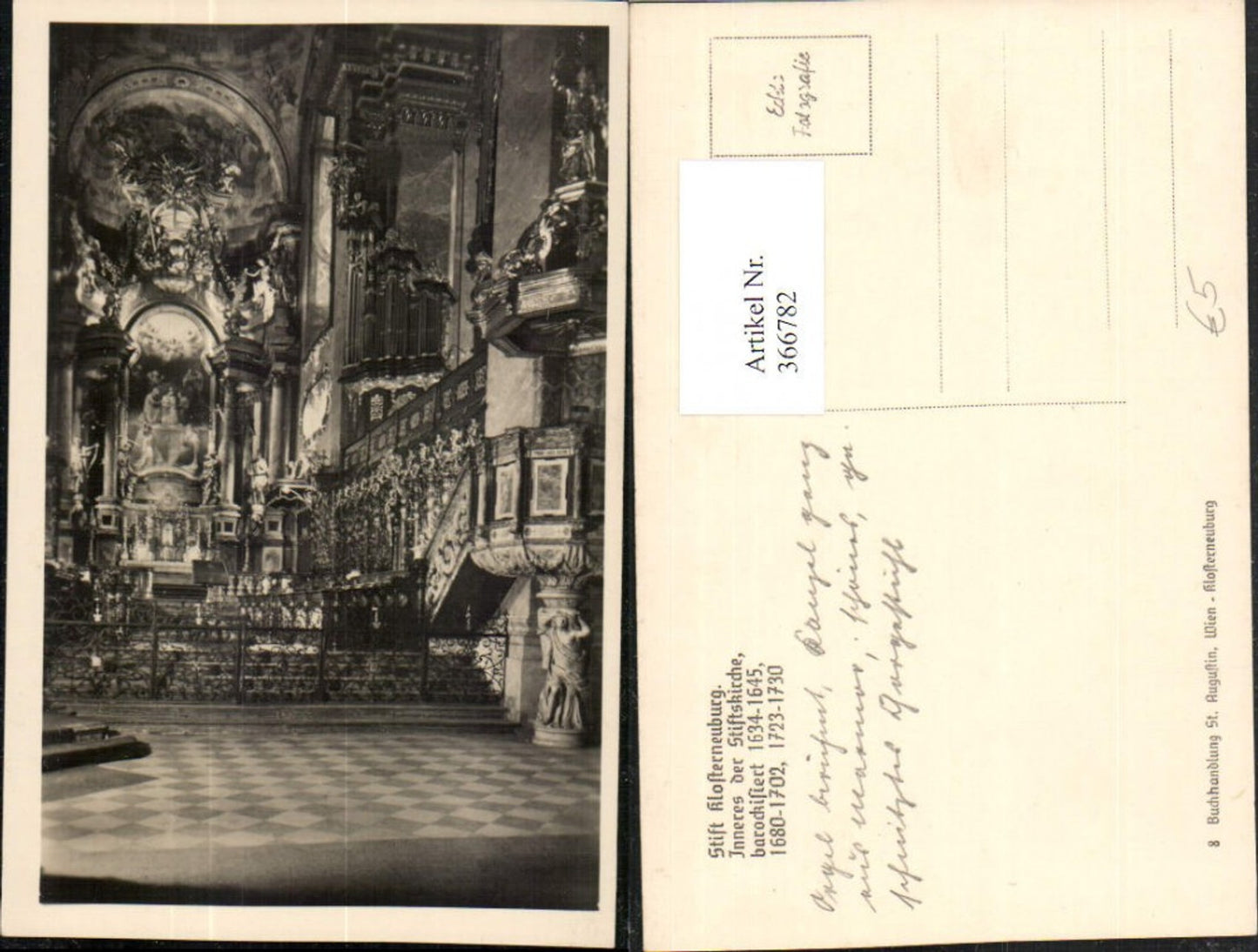 366782,Klosterneuburg Stift Kirche Innenansicht Kanzel