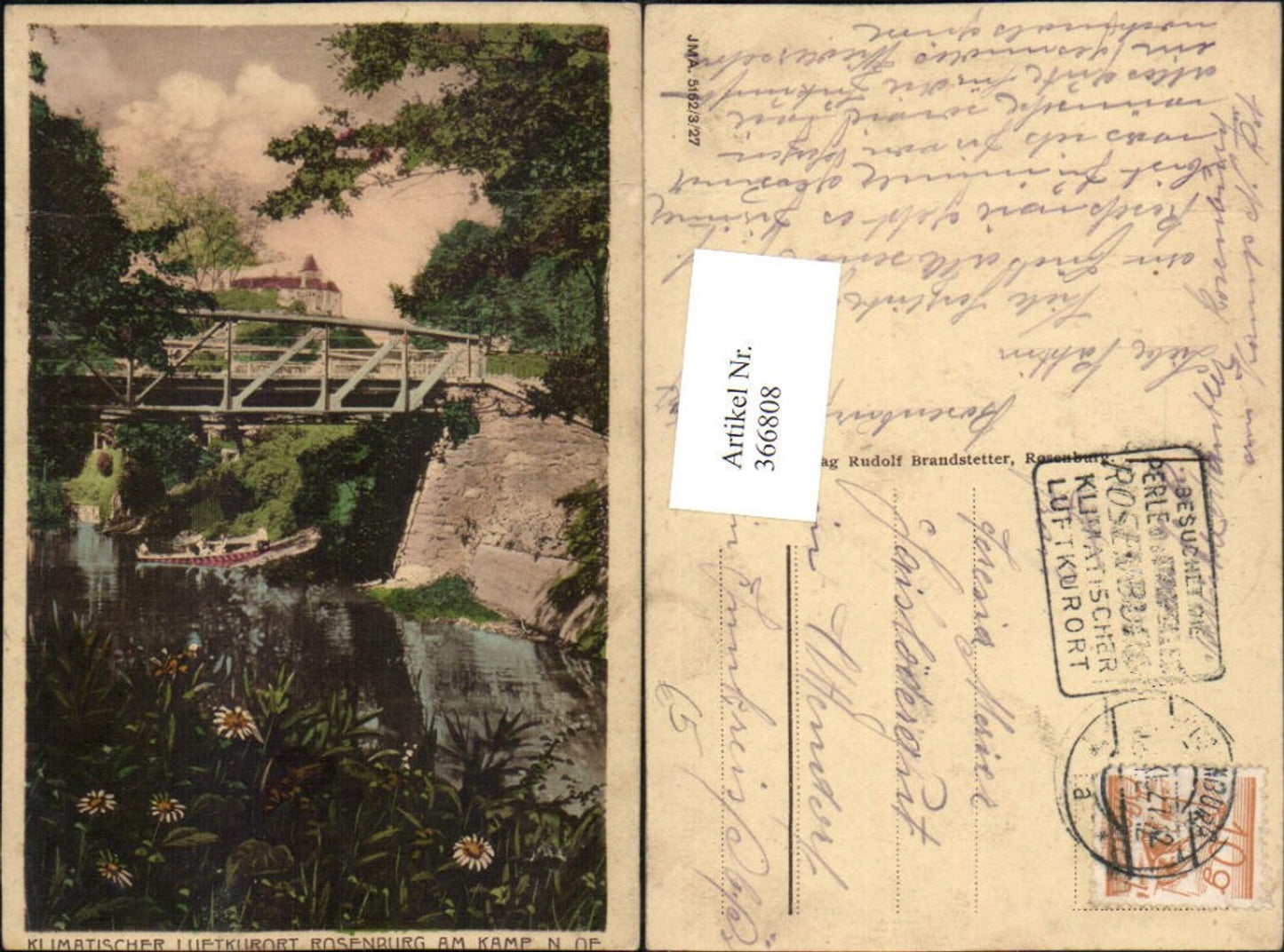 366808,Künstler AK Rosenburg am Kamp Brücke Blick zum Schloss