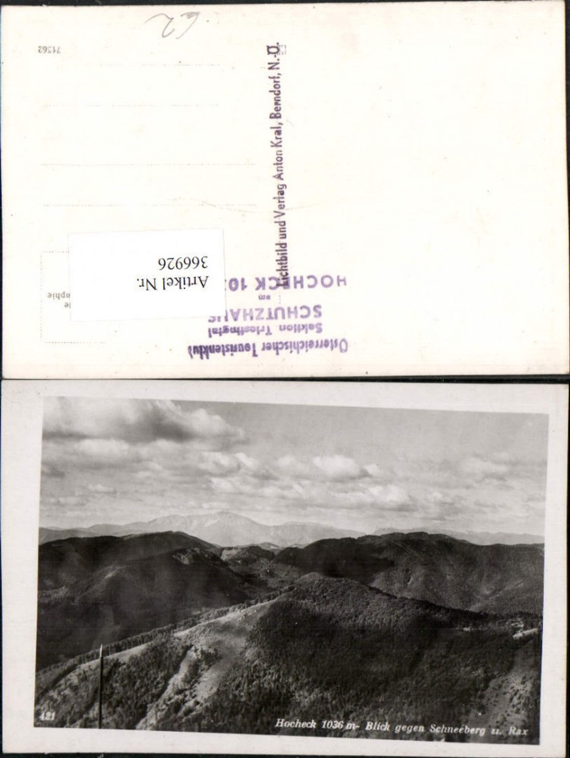 366926,Hocheck b. Furth an d. Triesting Blick geg. Schneeberg u. Rax Bergkulisse