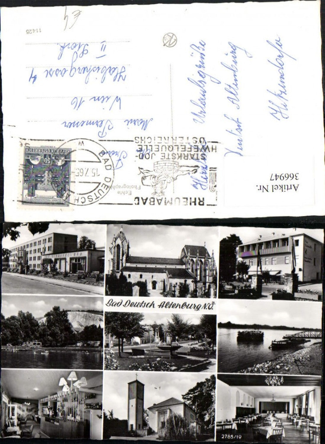 366947,Bad Deutsch-Altenburg Kurhaus Kirche Ufer Park Mehrbildkarte