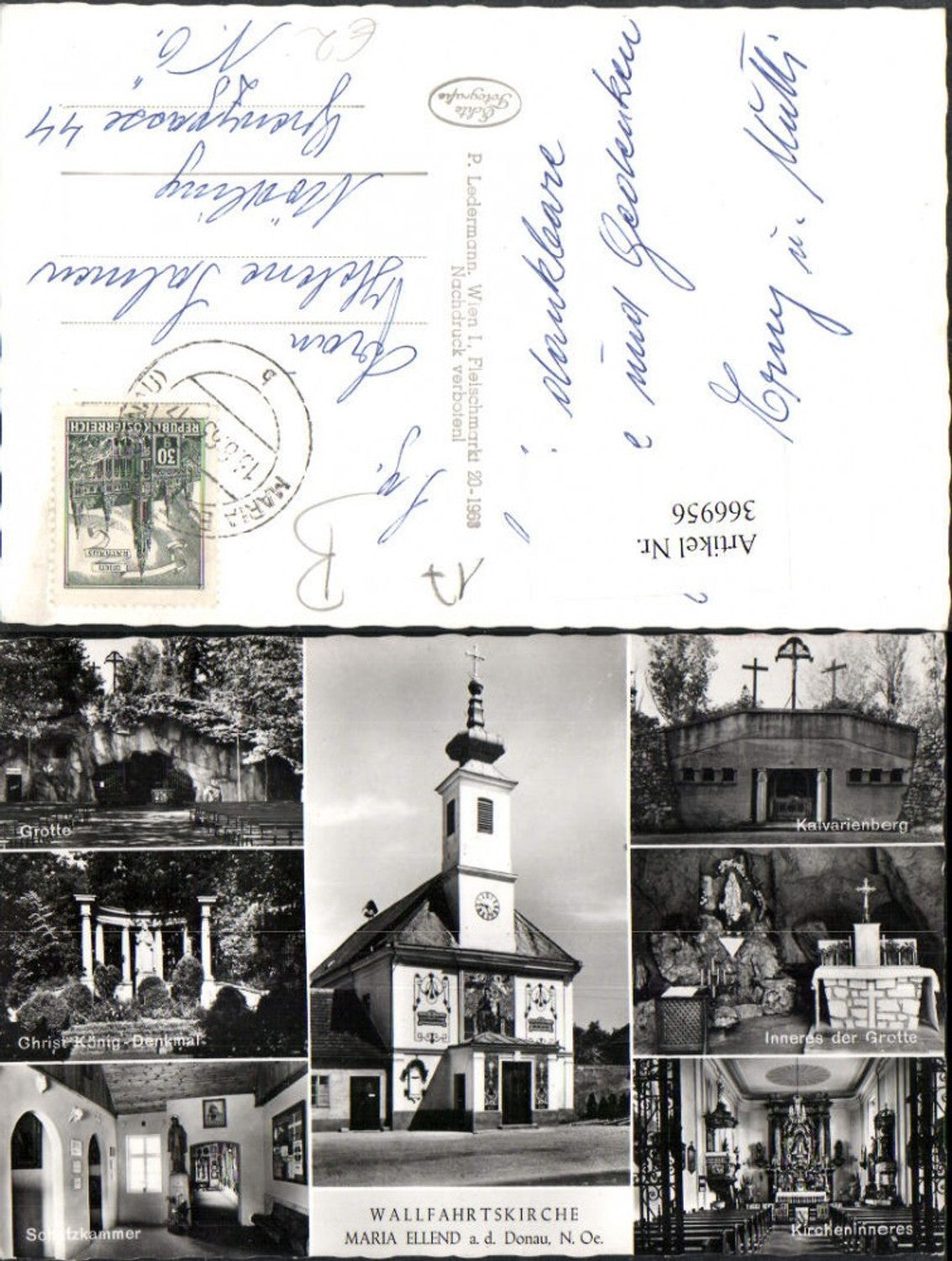 366956,Maria Ellend an d. Donau Wallfahrtskirche Kirche Grotte Schatzkammer Mehrbildkarte