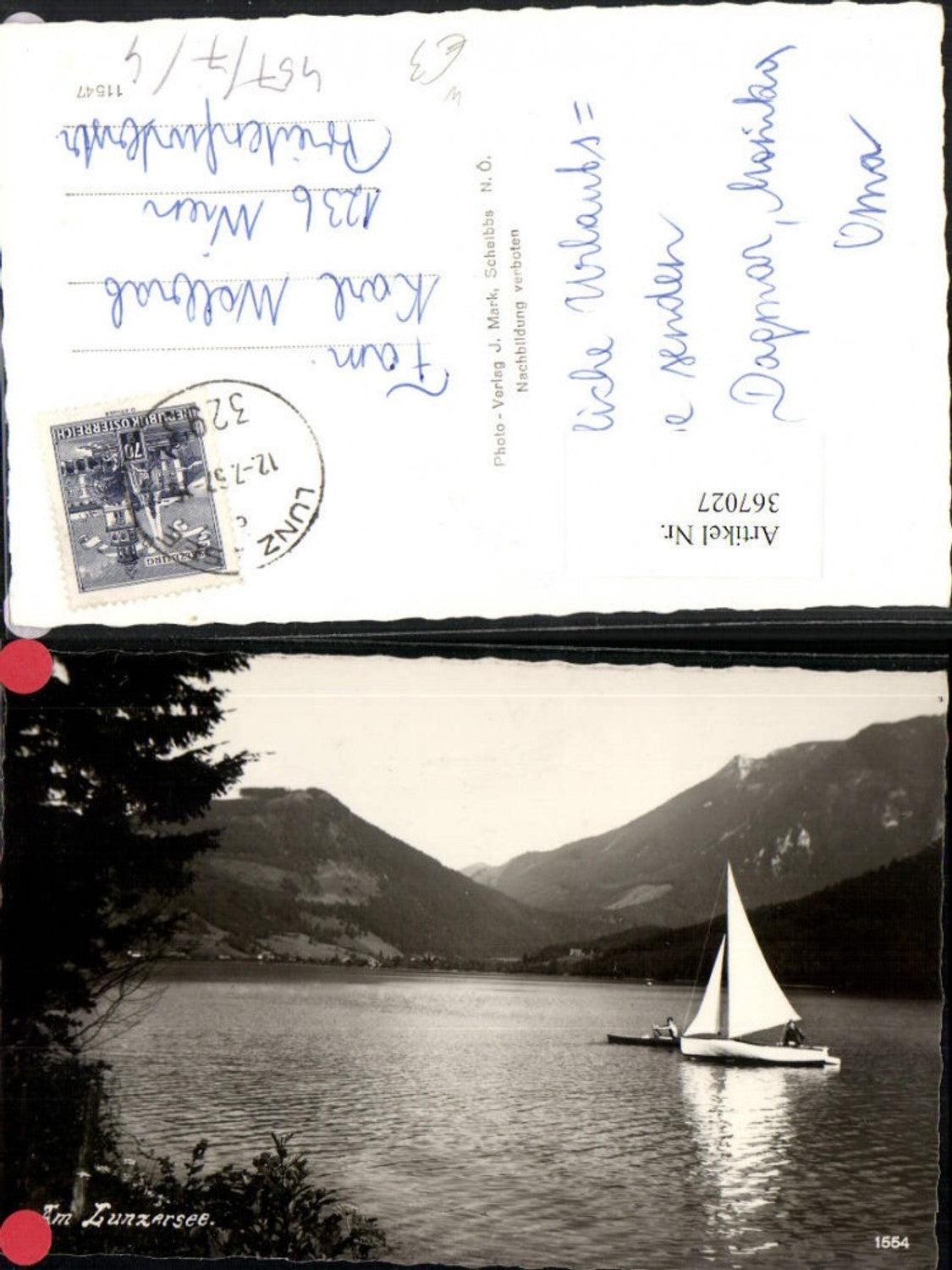 367027,Lunzersee See b. Lunz Segelboot Bergkulisse