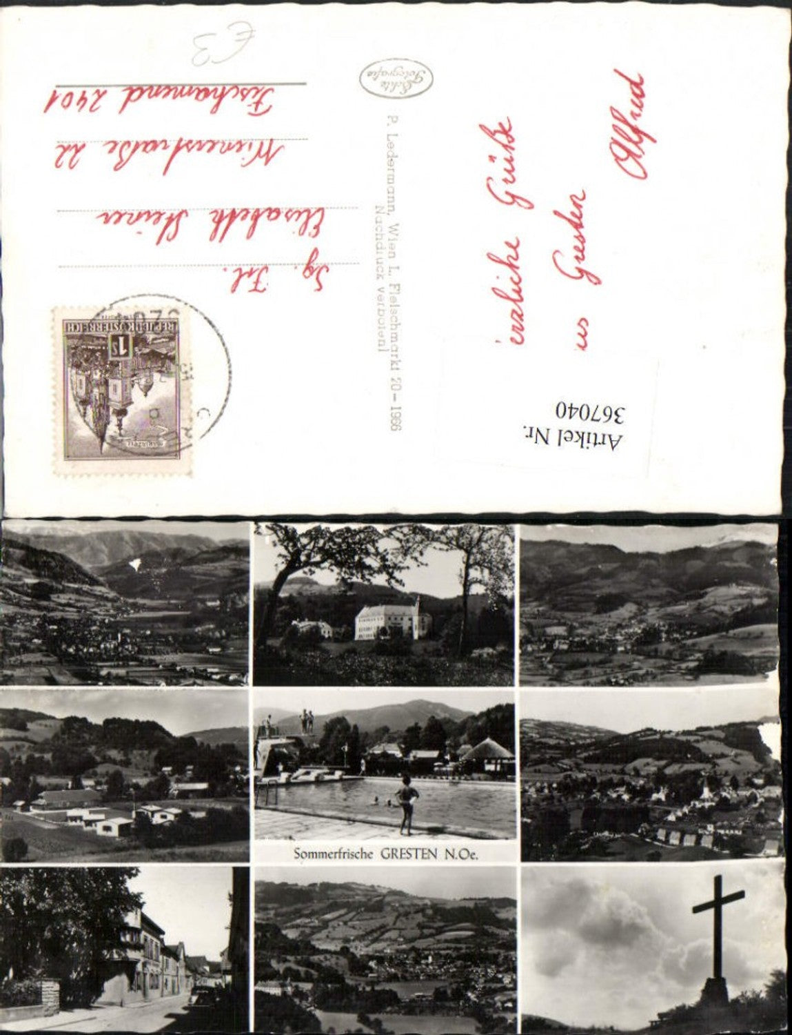 367040,Gresten Totale Schloss Freibad Schwimmbad Kreuz Mehrbildkarte