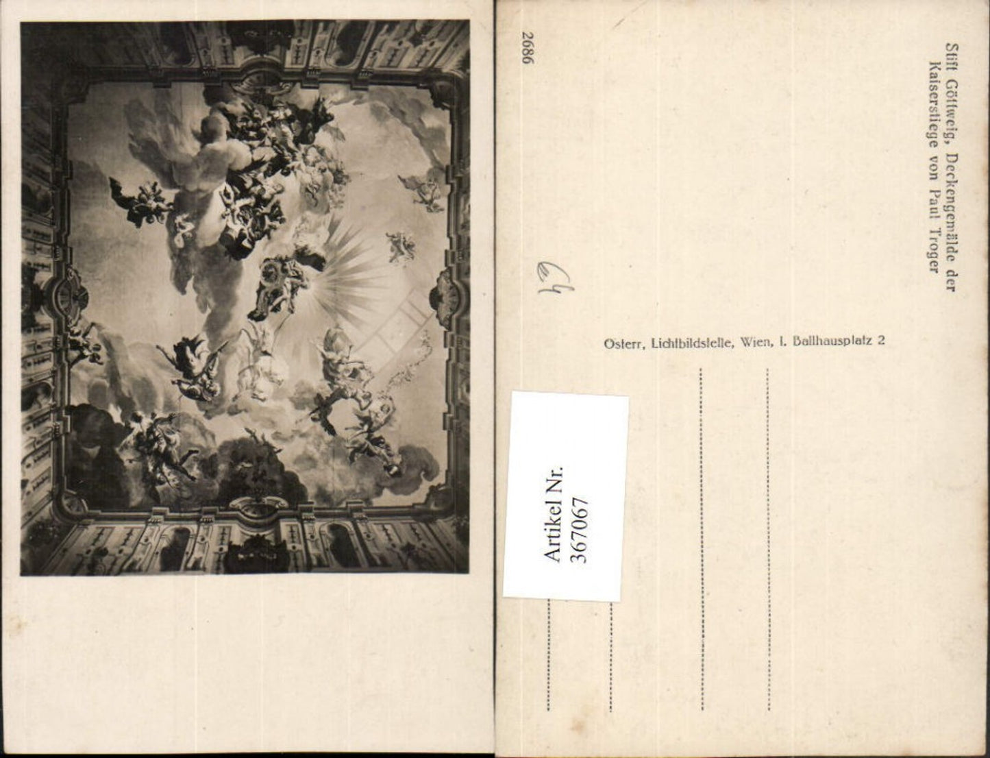 367067,Stift Göttweig Deckengemälde der Kaiserstiege von Paul Troger