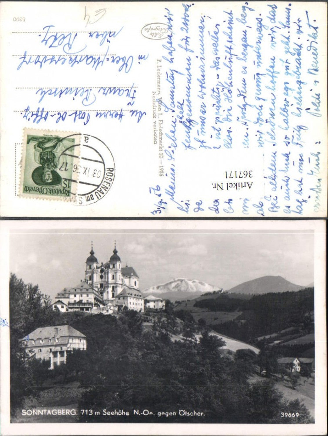 367171,Sonntagberg Basilika Kirche geg. Ötscher