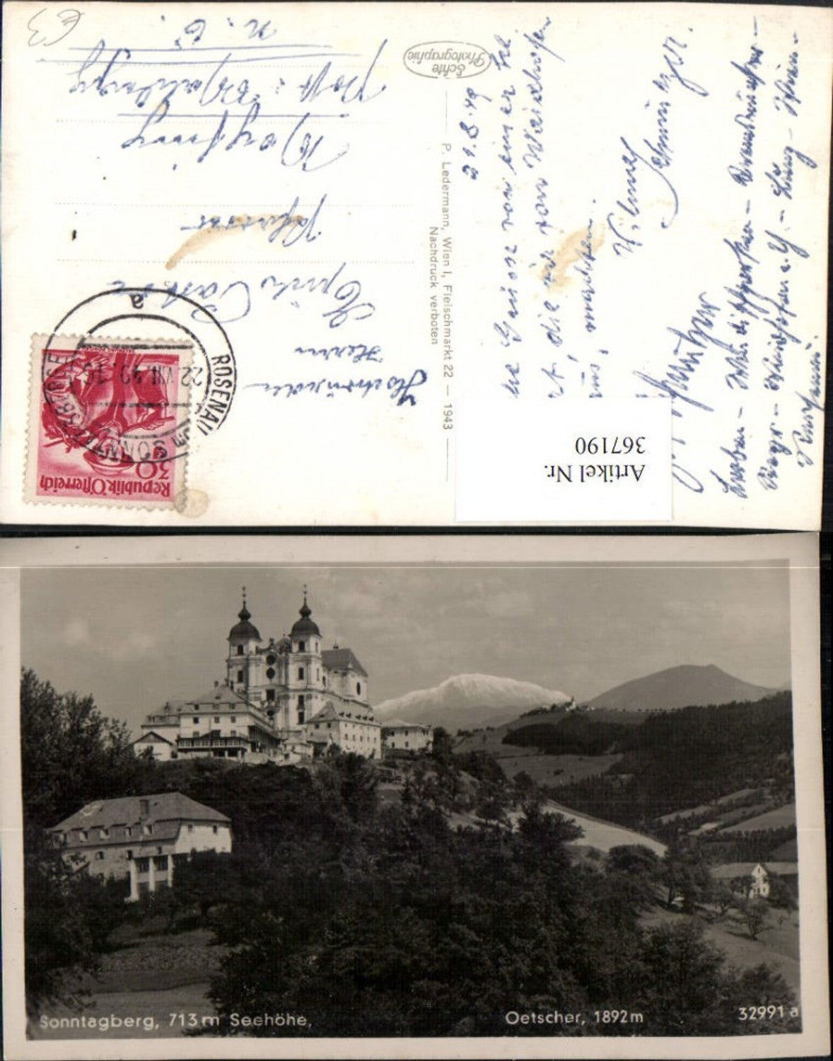 367190,Sonntagberg Basilika Kirche geg. Ötscher