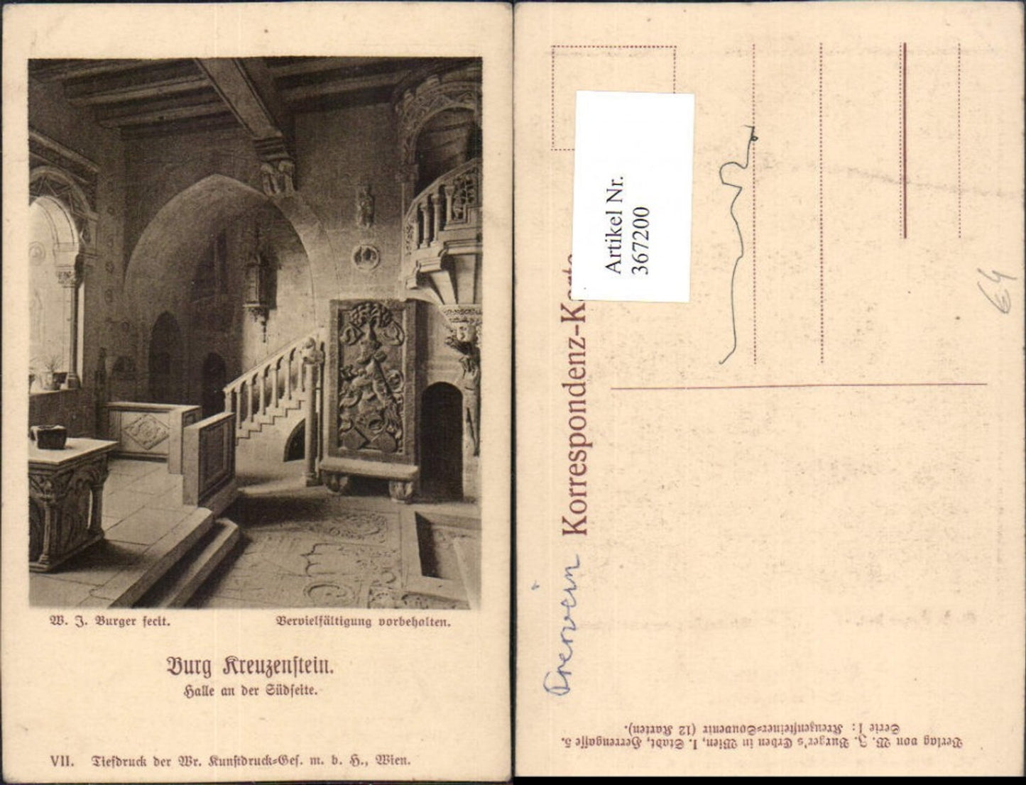 367200,Burg Kreuzenstein b. Leobendorf Halle an d. Südseite Innenansicht