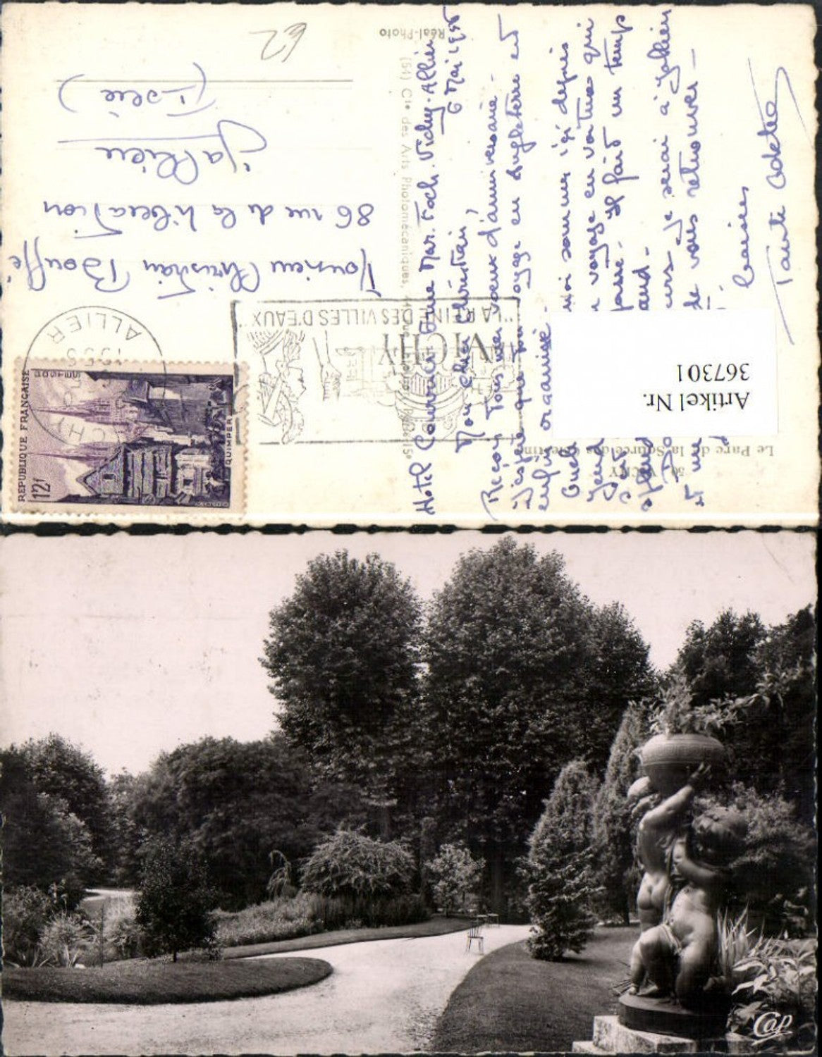 367301,Auvergne Allier Vichy Le Parc de la Source des Celestins Park Statue