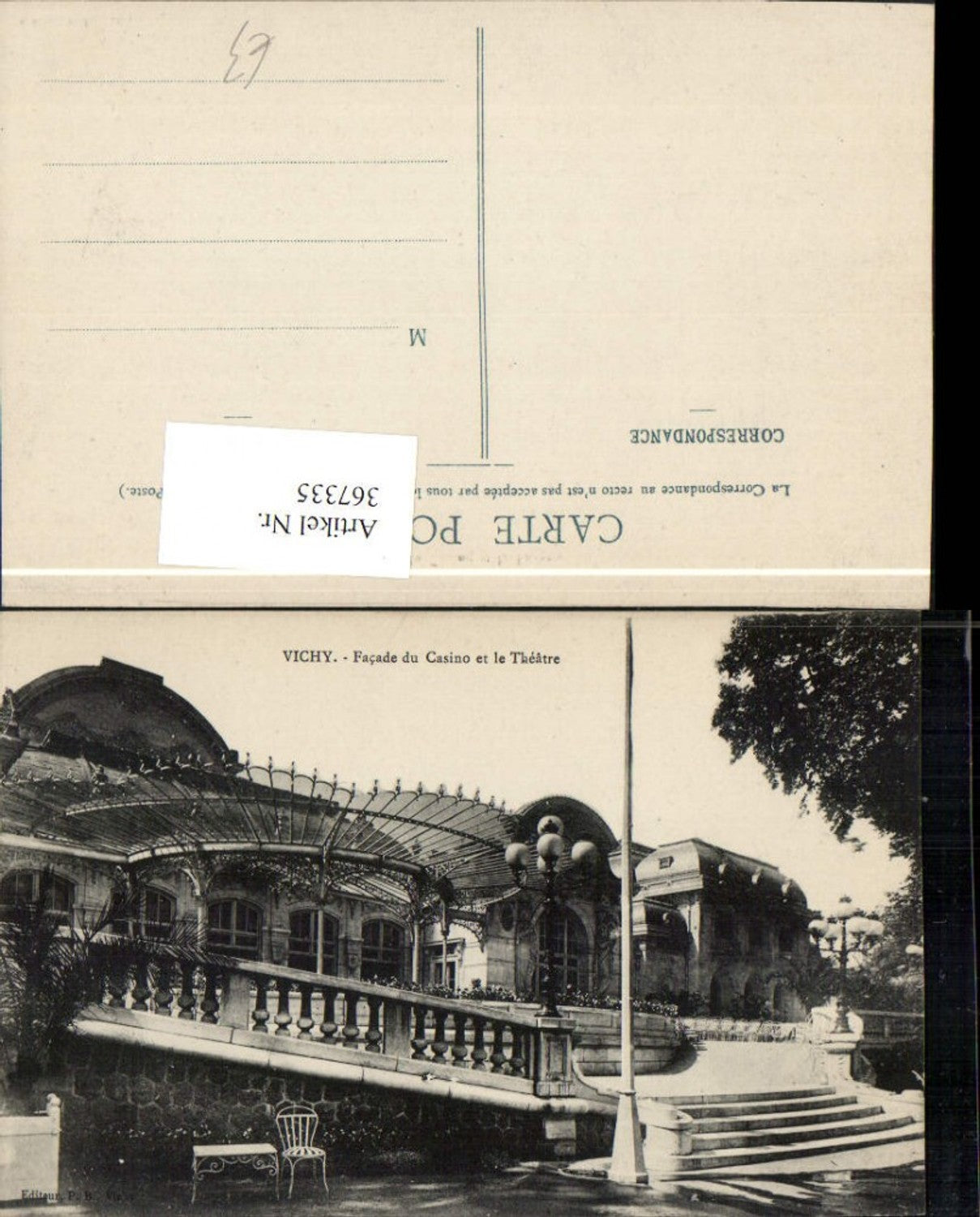 367335,Auvergne Allier Vichy Facade du Casino et le Theatre Theater