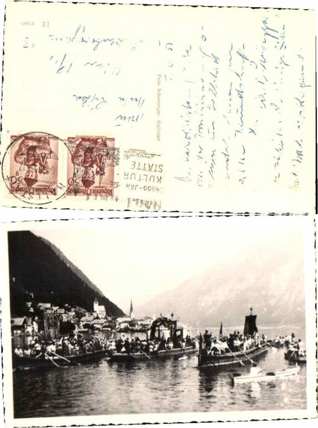 66071, photo postcard Corpus Christi procession b Hallstatt