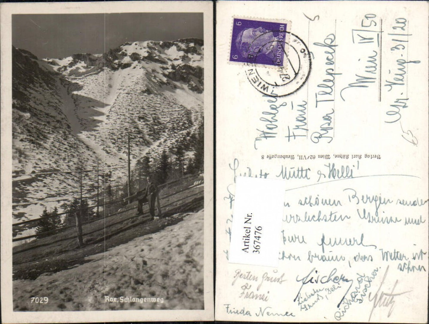367476,Rax Schlangenweg b. Prein Bergkulisse Winterbild