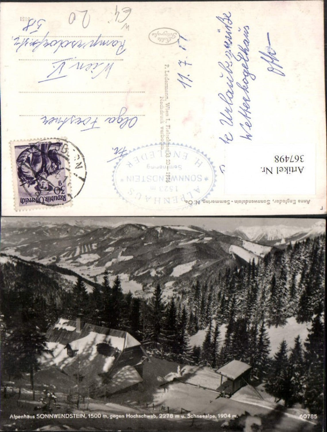 367498,Sonnwendstein b. Semmering geg. Hochschwab u. Schneealpe Bergkulisse Winterbild