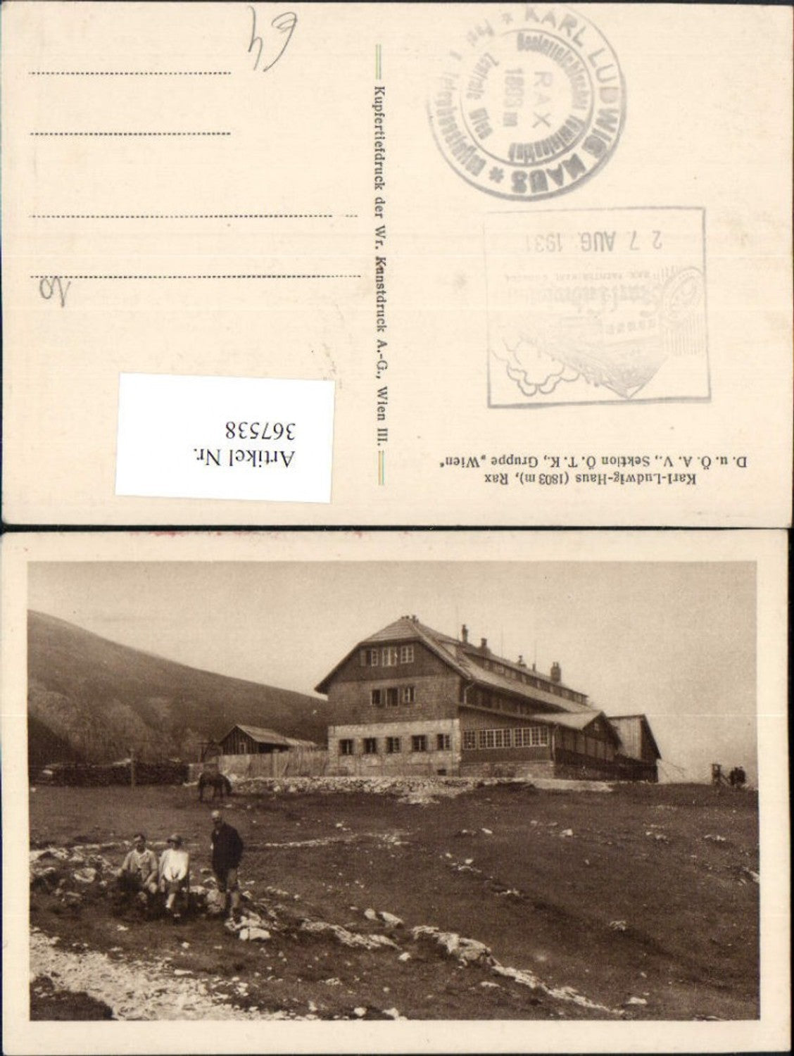 367538,Rax Karl-Ludwig-Haus Berghütte b. Prein
