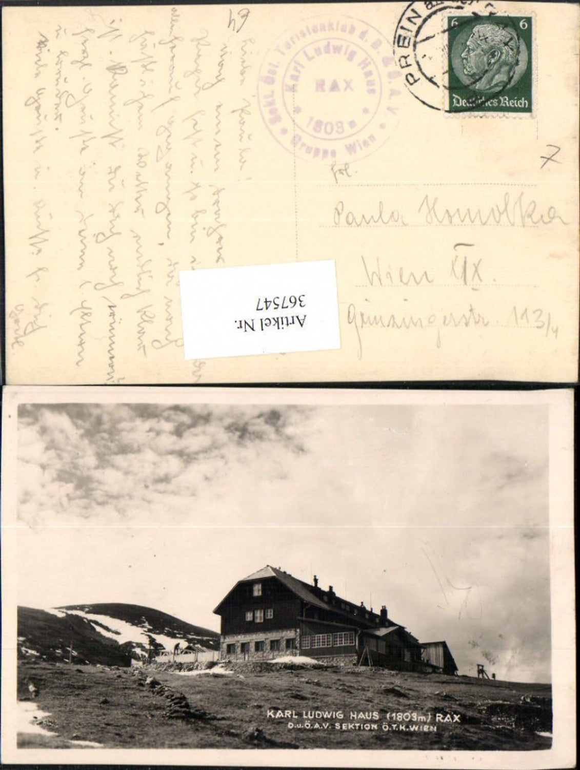 367547,Rax Karl Ludwig-Haus Berghütte b. Prein