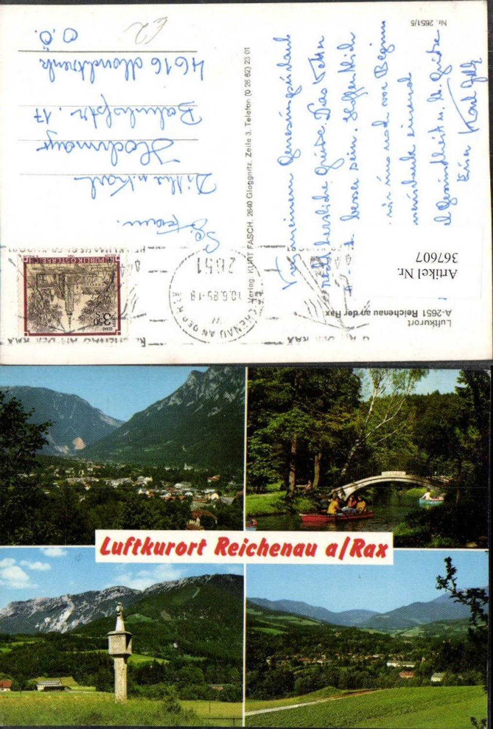 367607,Reichenau an d. Rax Totale Ruderboote Brücke Bildstock Mehrbildkarte