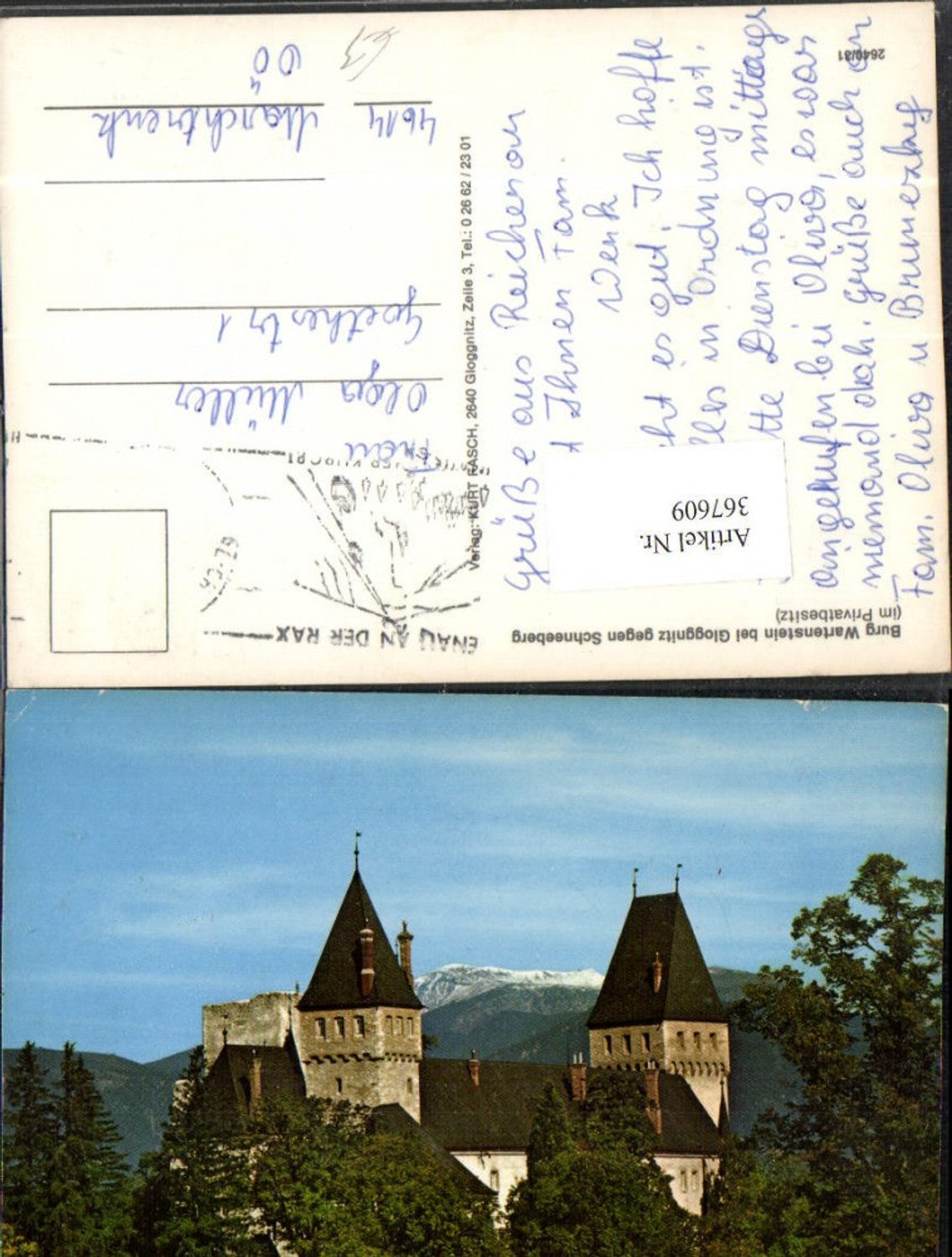 367609,Burg Wartenstein b. Gloggnitz geg. Schneeberg