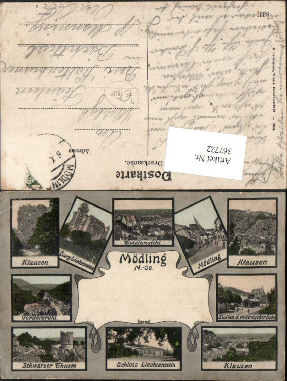 367722,Mödling Totale Bahnhof Station Vorderbrühl Schwarzer Turm Mehrbildkarte