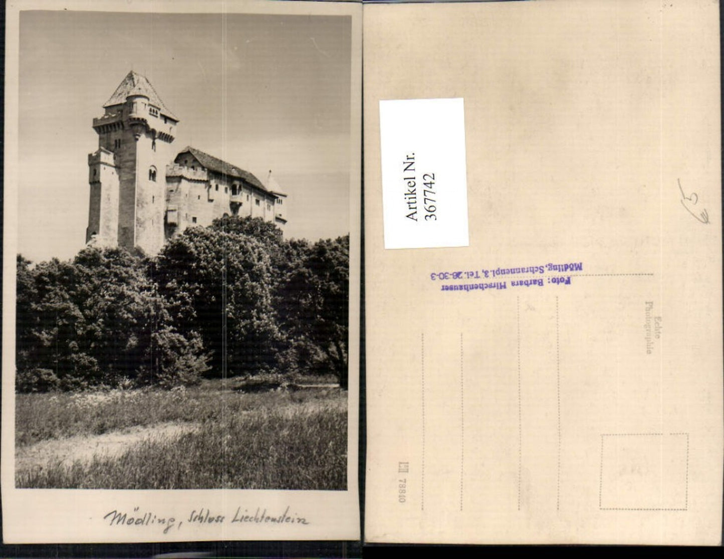 367742,Foto AK Mödling Schloss Burg Liechtenstein