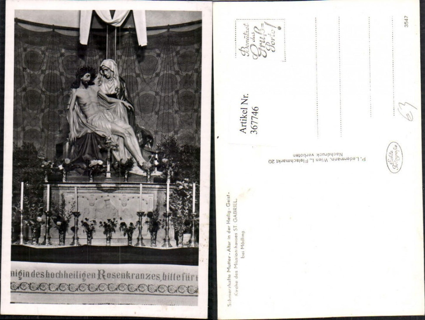 367746,Missionshaus St. Gabriel b. Mödling Heilig-Geist-Kirche Schmerzhafte Mutter-Altar