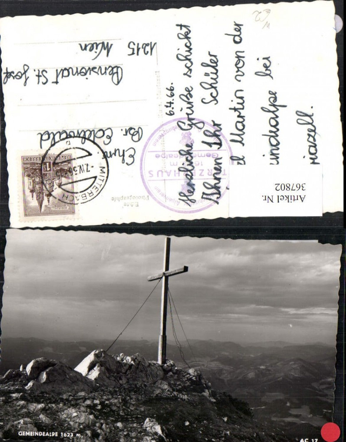 367802,Gemeindealpe b. Mitterbach Gipfelkreuz Kreuz