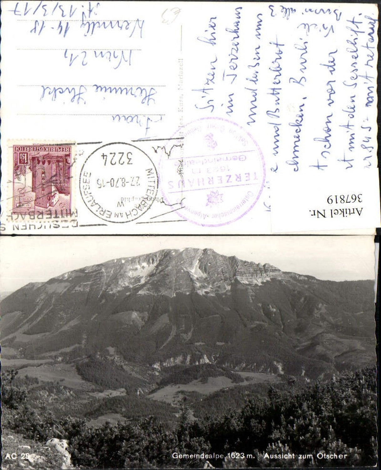 367819,Gemeindealpe b. Mitterbach geg. Ötscher Bergkulisse