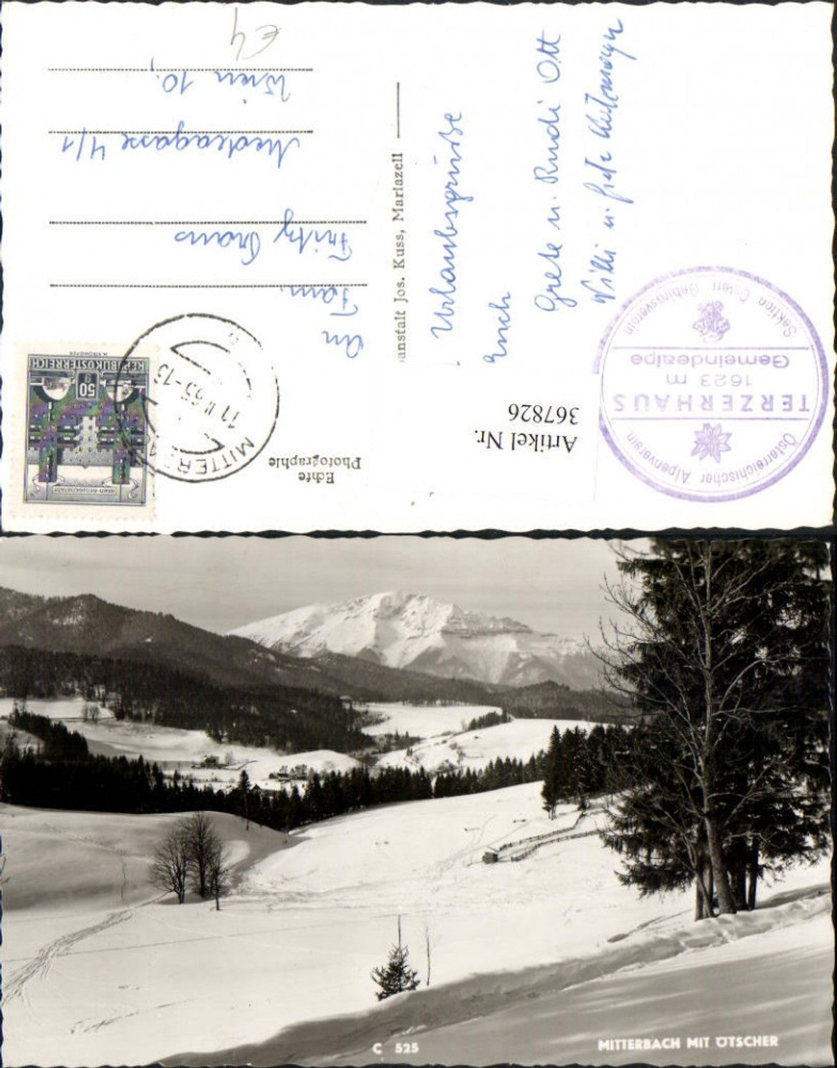 367826,Mitterbach Teilansicht m. Ötscher Bergkulisse Winterbild