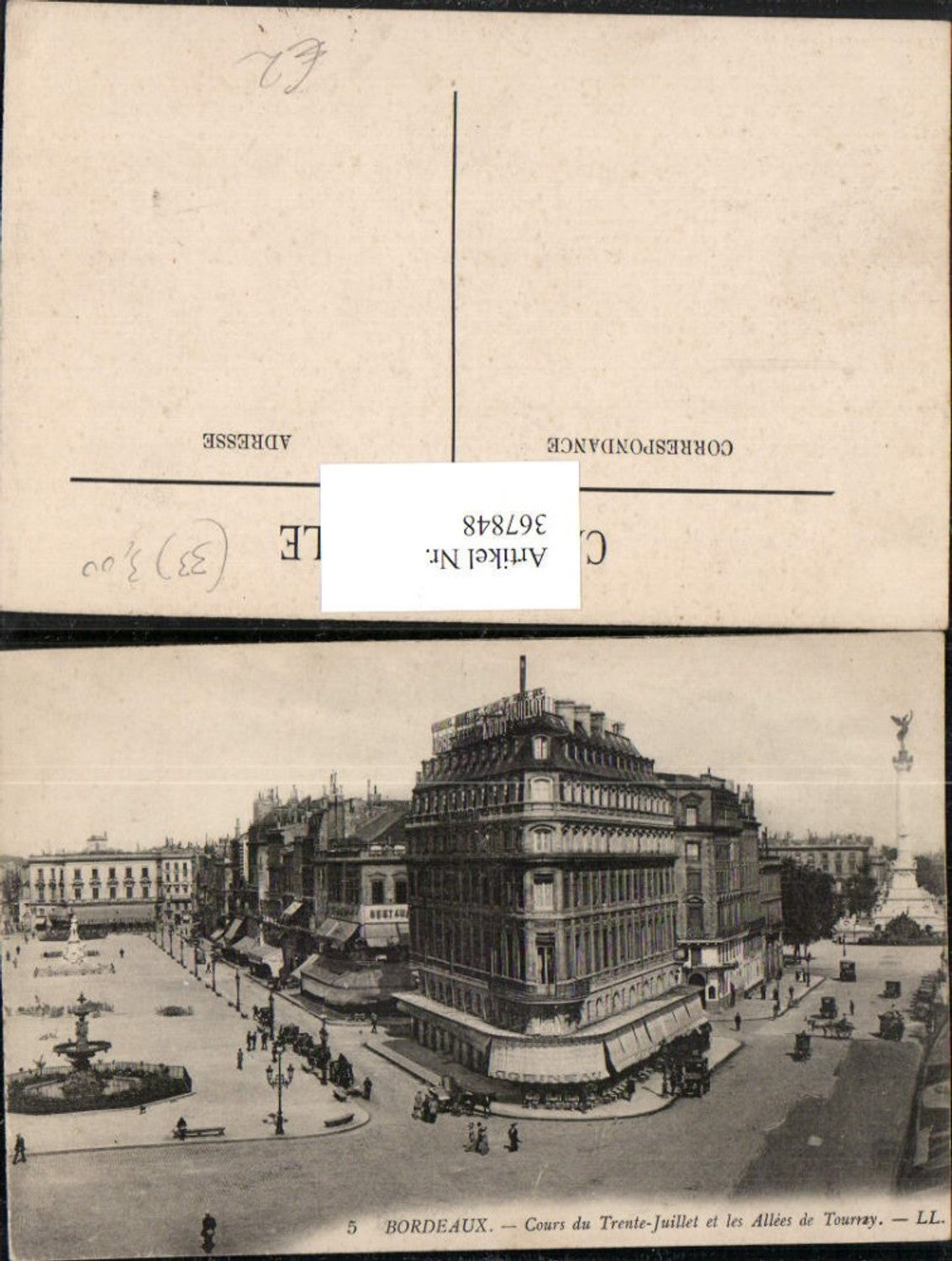 367848,Aquitanien Gironde Bordeaux Cours du Trente-Juillet et les Allees de Tourny