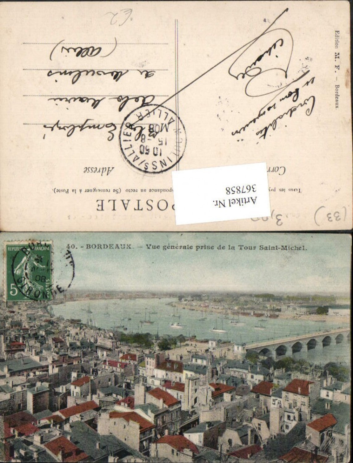 367858,Aquitanien Gironde Bordeaux Vue generale prise de la Tour Saint-Michel Teilansicht