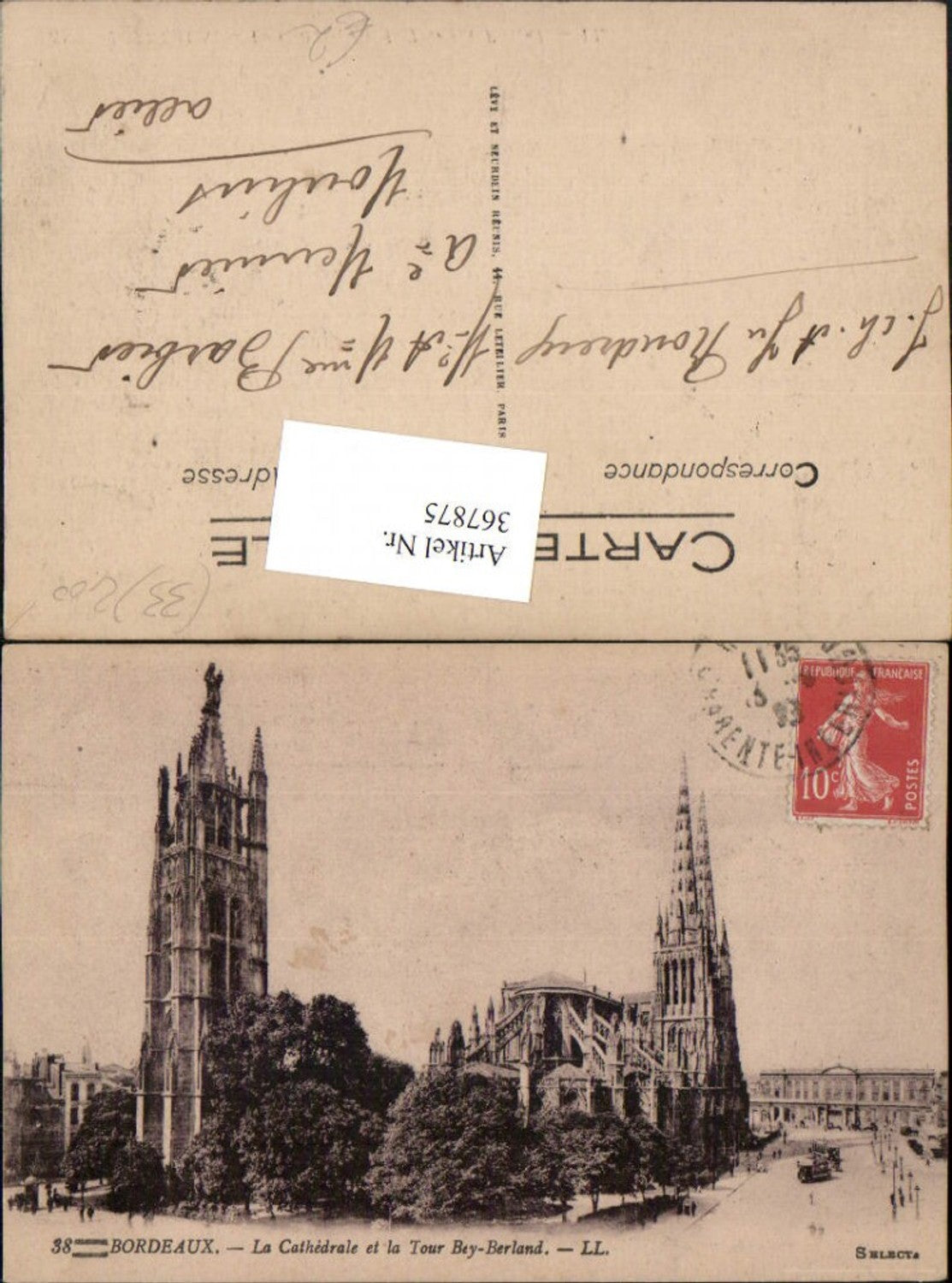 367875,Aquitanien Gironde Bordeaux La Cathedrale et la Tour Pey-Berland Kirche Turm