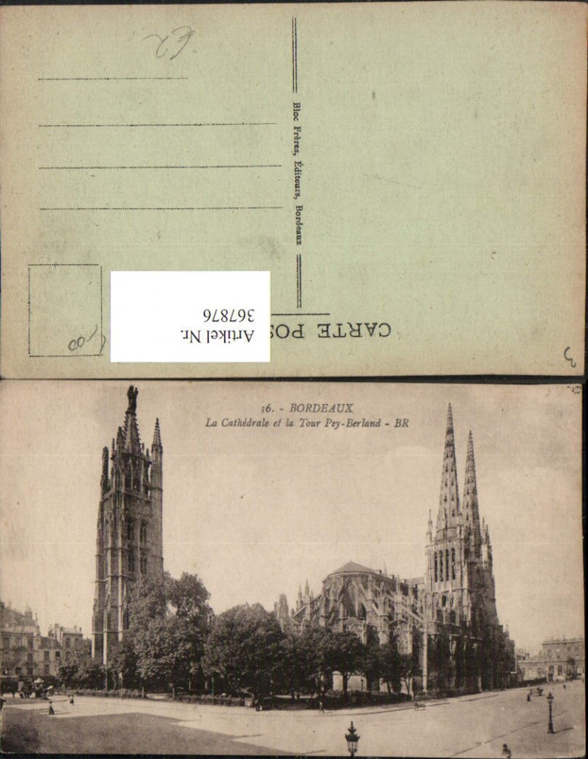 367876,Aquitanien Gironde Bordeaux La Cathedrale et la Tour Pey-Berland Kirche Turm